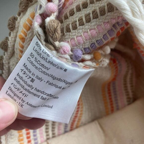 NEW Antonello Tedde Made in Italy Cotton Multicolor Crochet Travel Tote Boho - Picture 12 of 13